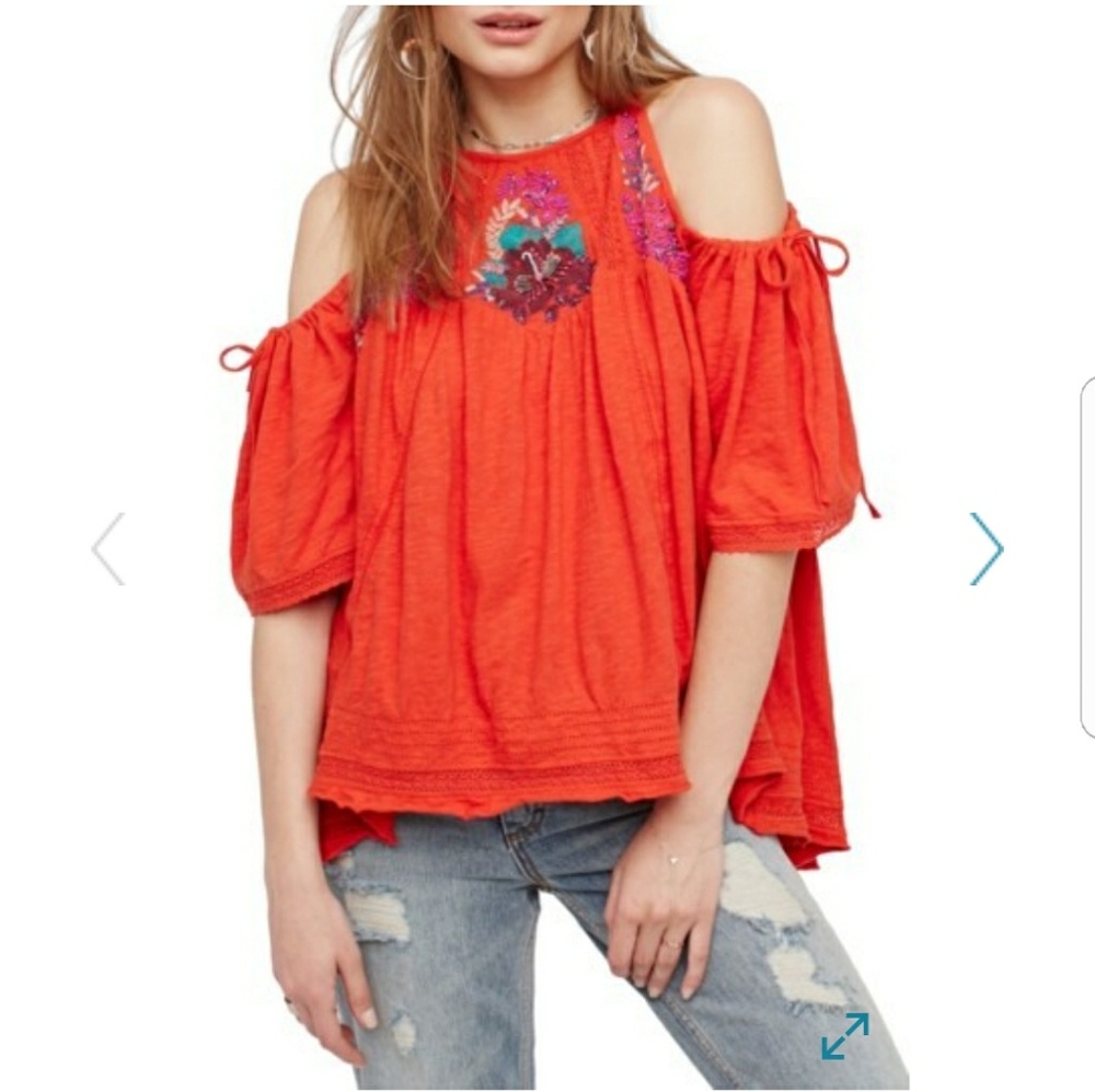 Free People Fast Times Cold Shoulder Blouse